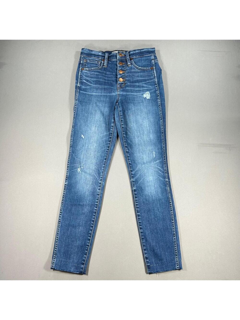 Madewell Women's 10" High Rise Skinny Button Fly Jeans Blue SZ 24